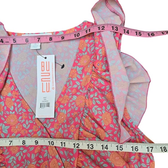 Bunulu Floral Ruffle Top & Eyelet Shorts Set - Sleeveless - Size 10/L - Picture 6 of 14